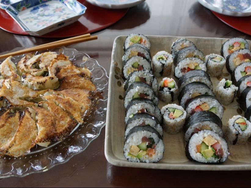 Sushi and gyoza